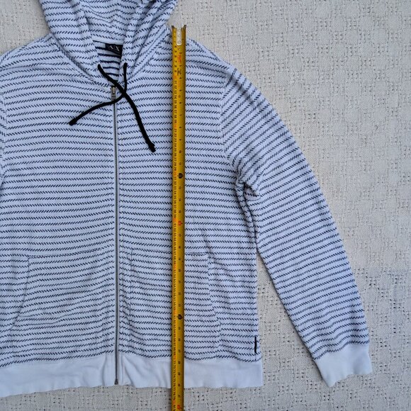 Armani Exchange Cotton Zip Hoodie Men's White with Chevron like Stripes Size XXL - Picture 6 of 8